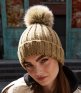 Beechfield Faux Fur Pop Pom Chunky Beanie